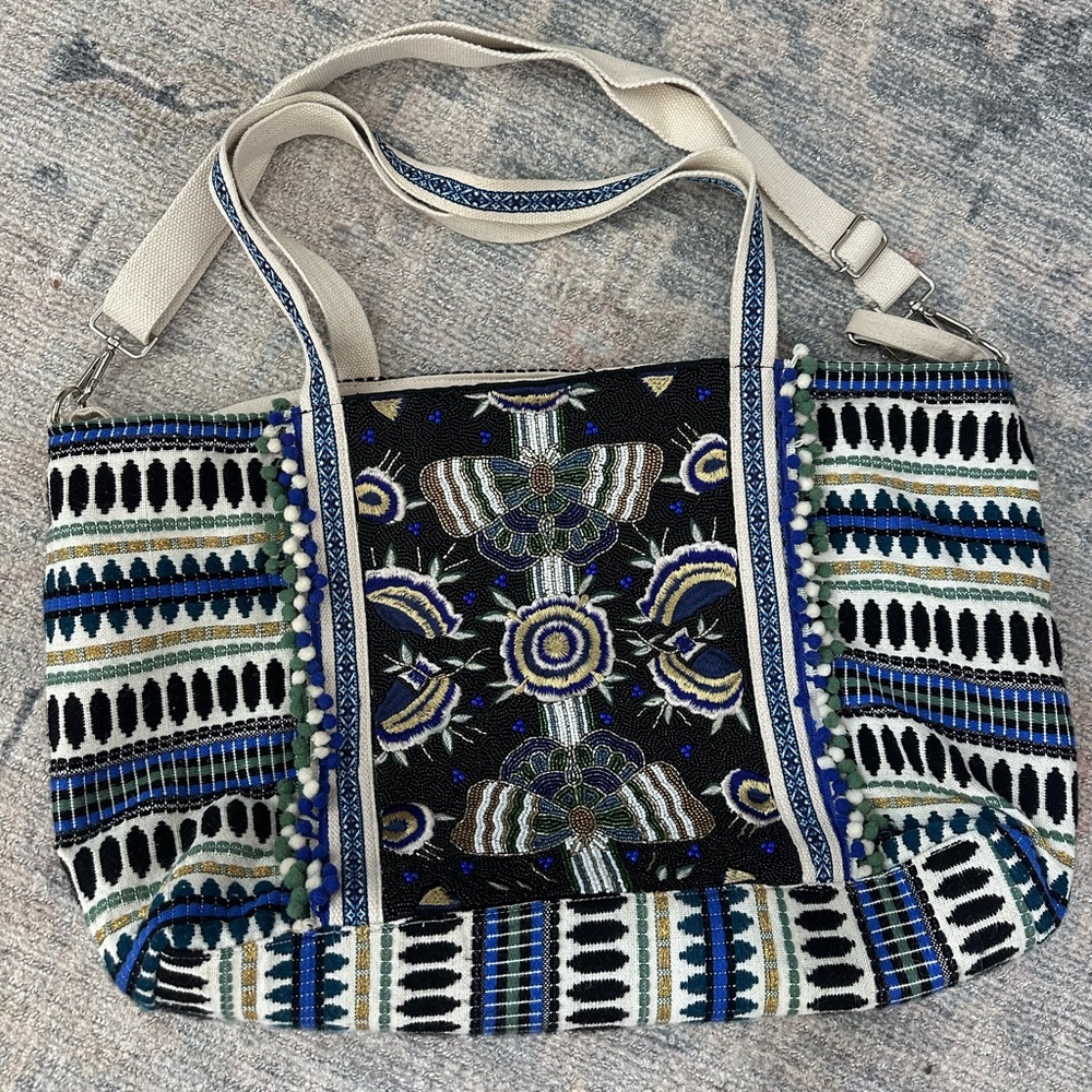 Oversized Beaded Overnight Bag